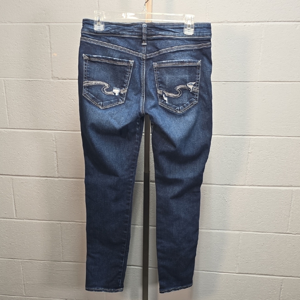 Women's Distressed Silver Blue Jeans - Picture 6 of 12